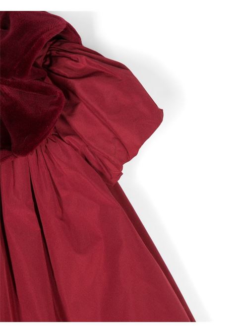 Abito in taffetà rosso con collo a fiore in velluto bordeaux La stupenderia La STUPEDERIA | ABITI | CCAB28S75